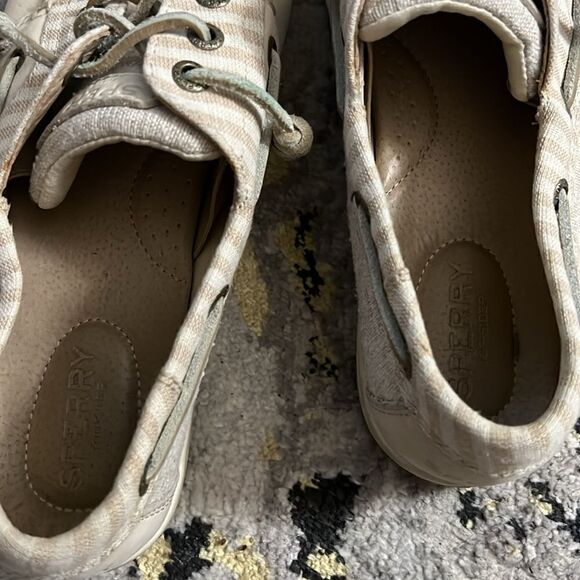 Sperry leather fabric striped boat shoes size 8.5 - Picture 2 of 8